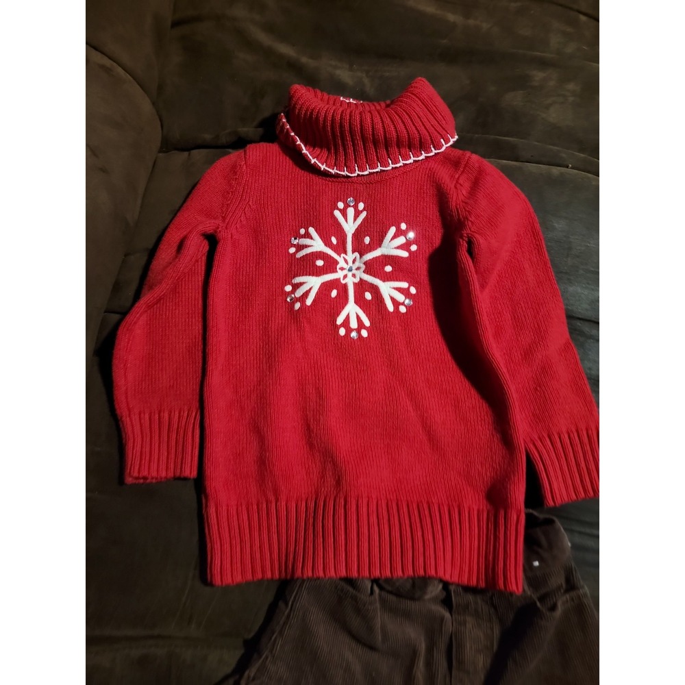 Gymboree winter cheer snowflake sweater 3 4 skirt size 3 - Picture 2 of 5